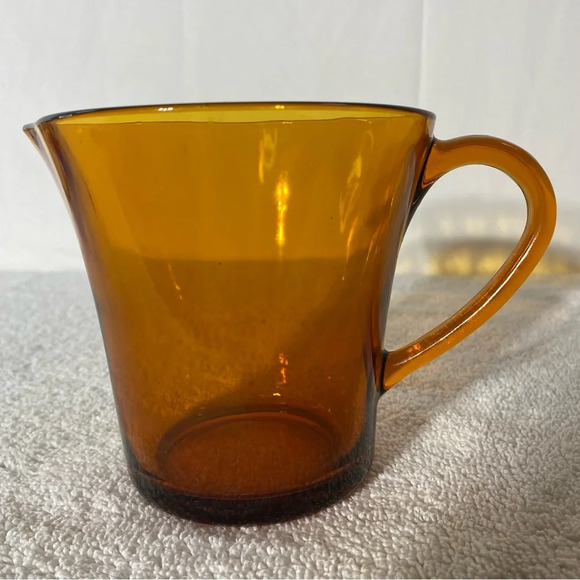 Vintage MCM Duralex France Amber Glass Jug Creamer Pitcher - Picture 5 of 14